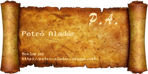 Petró Aladár névjegykártya